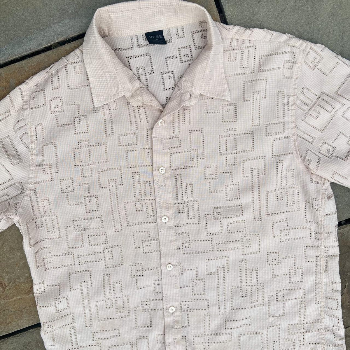 Neo-Vintage Y2K Mesh Pattern Micro Check Club Shirt