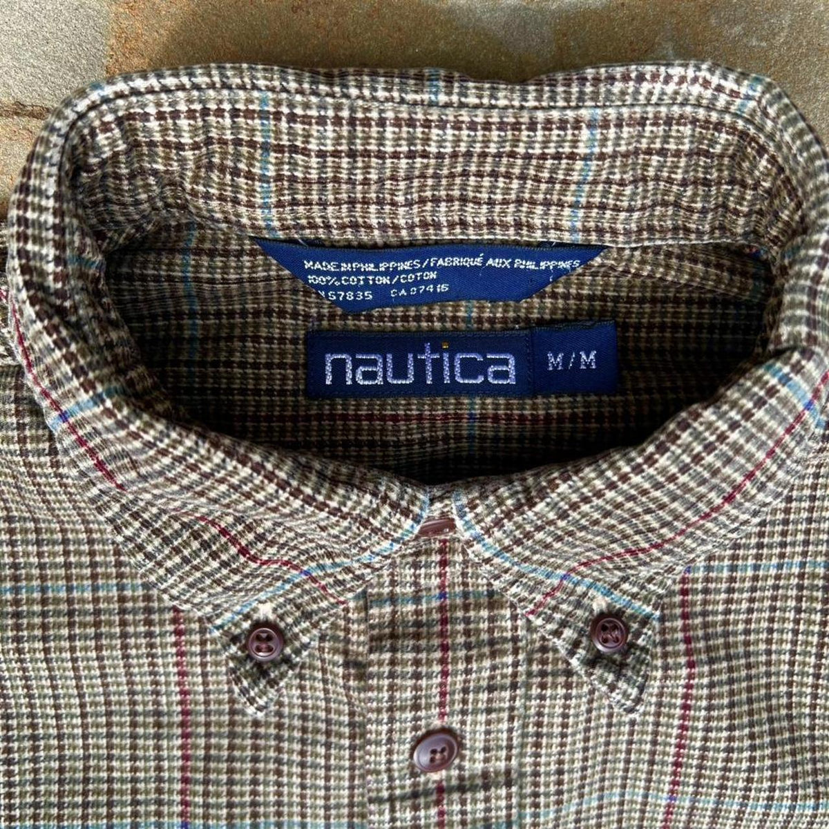 Neo-Vintage 90s Corduroy Houndstooth Plaid Button Down Shirt