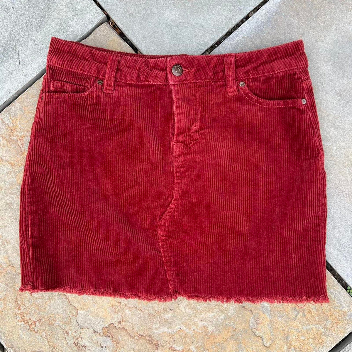 Y2K Burgundy Wide Wale Corduroy Mini Skirt
