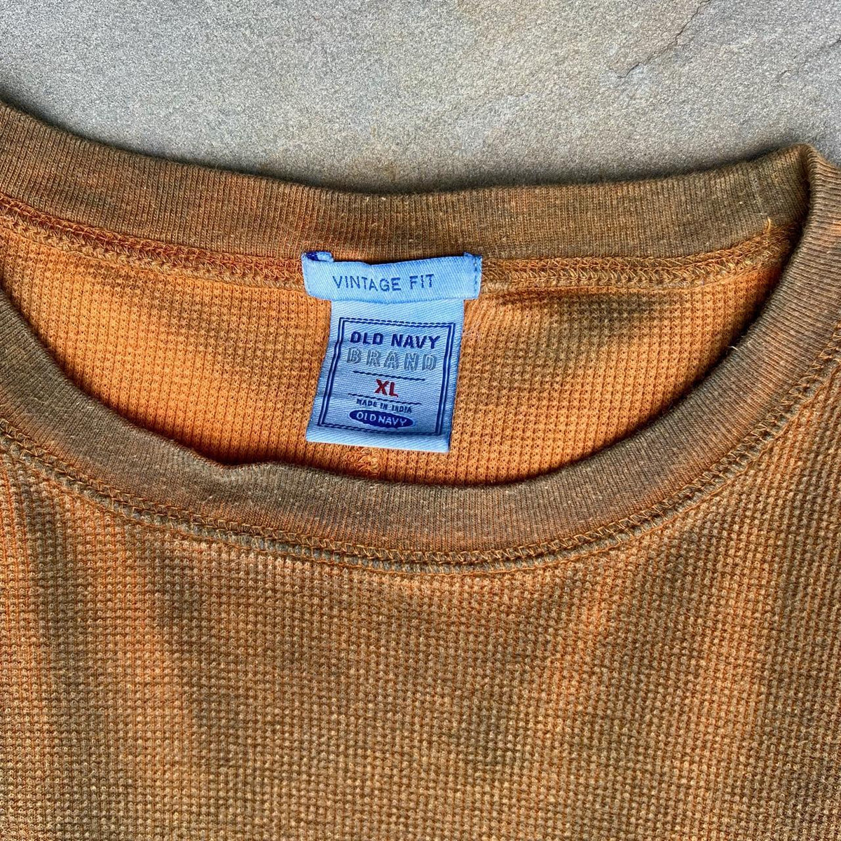 Neo-Vintage Early Y2K Brown Orange Overdyed Thermal Tee