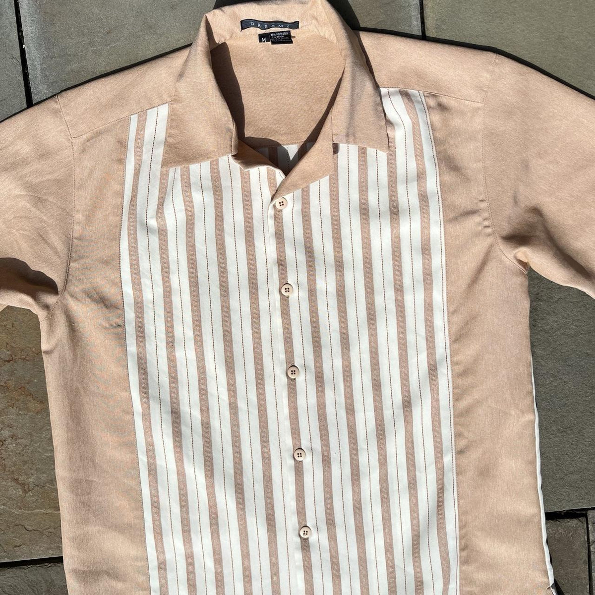 Vintage 80s Coral/Cream Stripe Retro Club Shirt