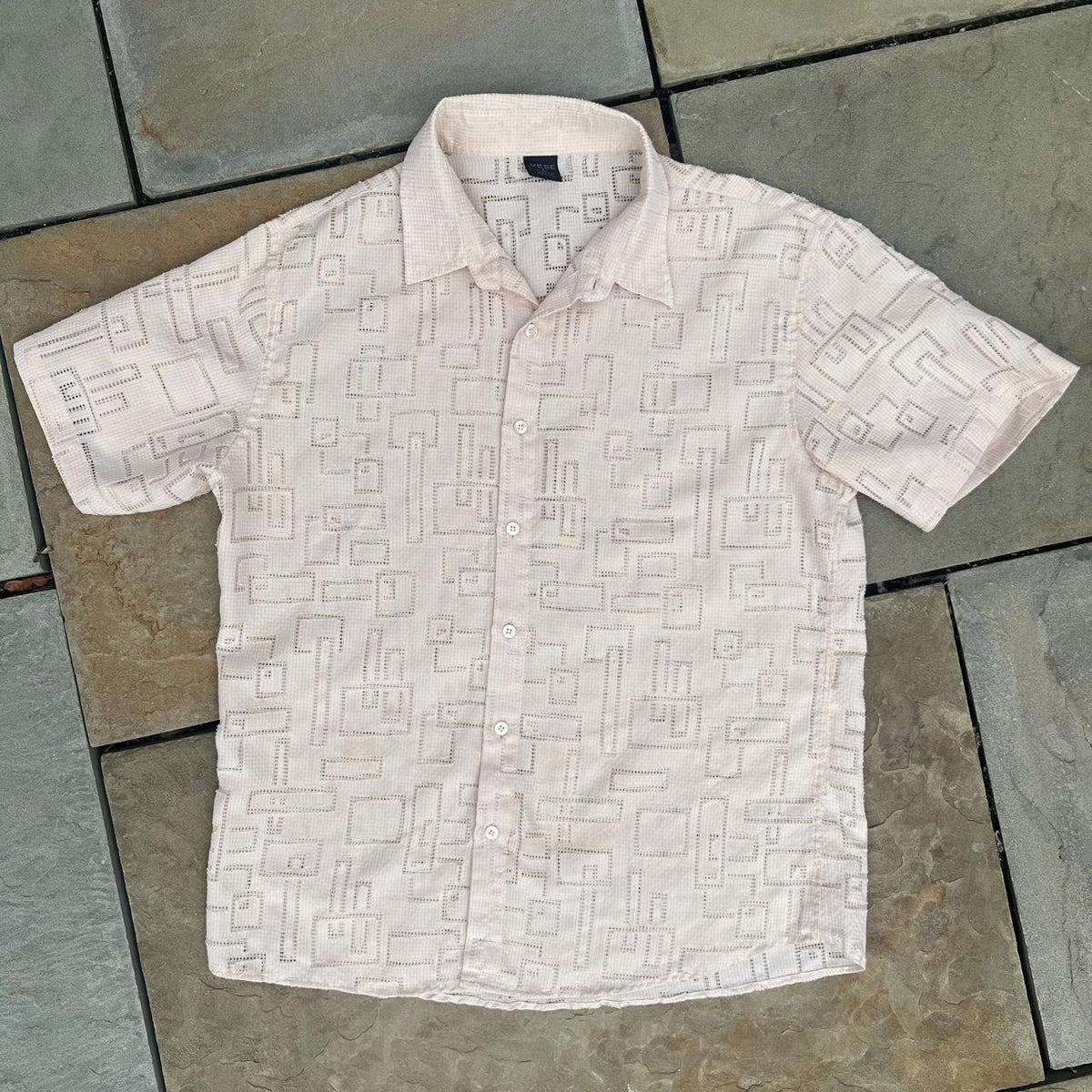 Neo-Vintage Y2K Mesh Pattern Micro Check Club Shirt