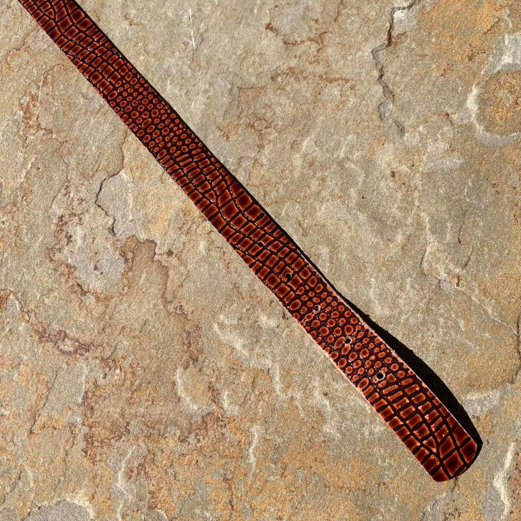 Y2K Brown Crocodile Embossed Faux Leather Belt