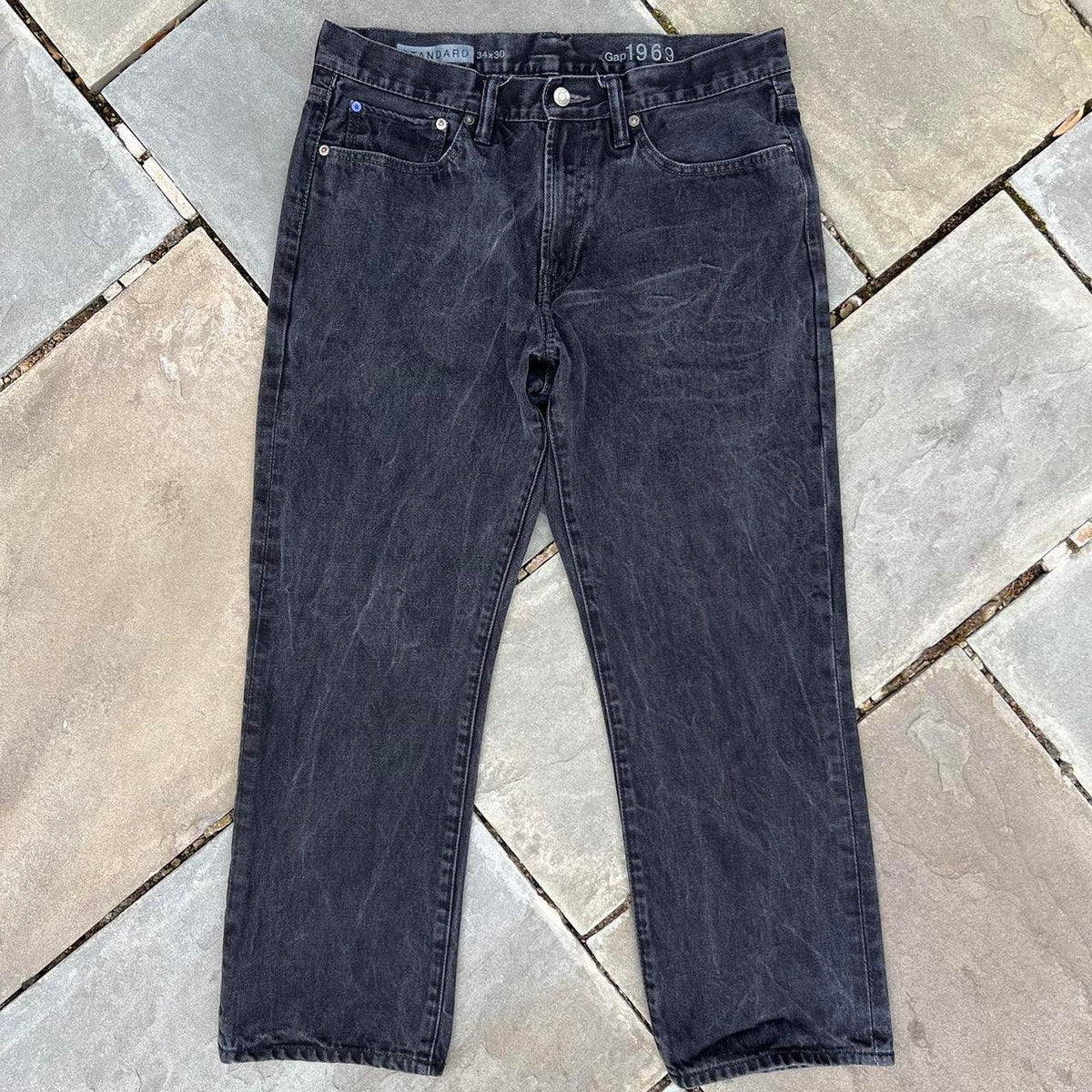 Y2K Faded Black Distressed Washed Jeans