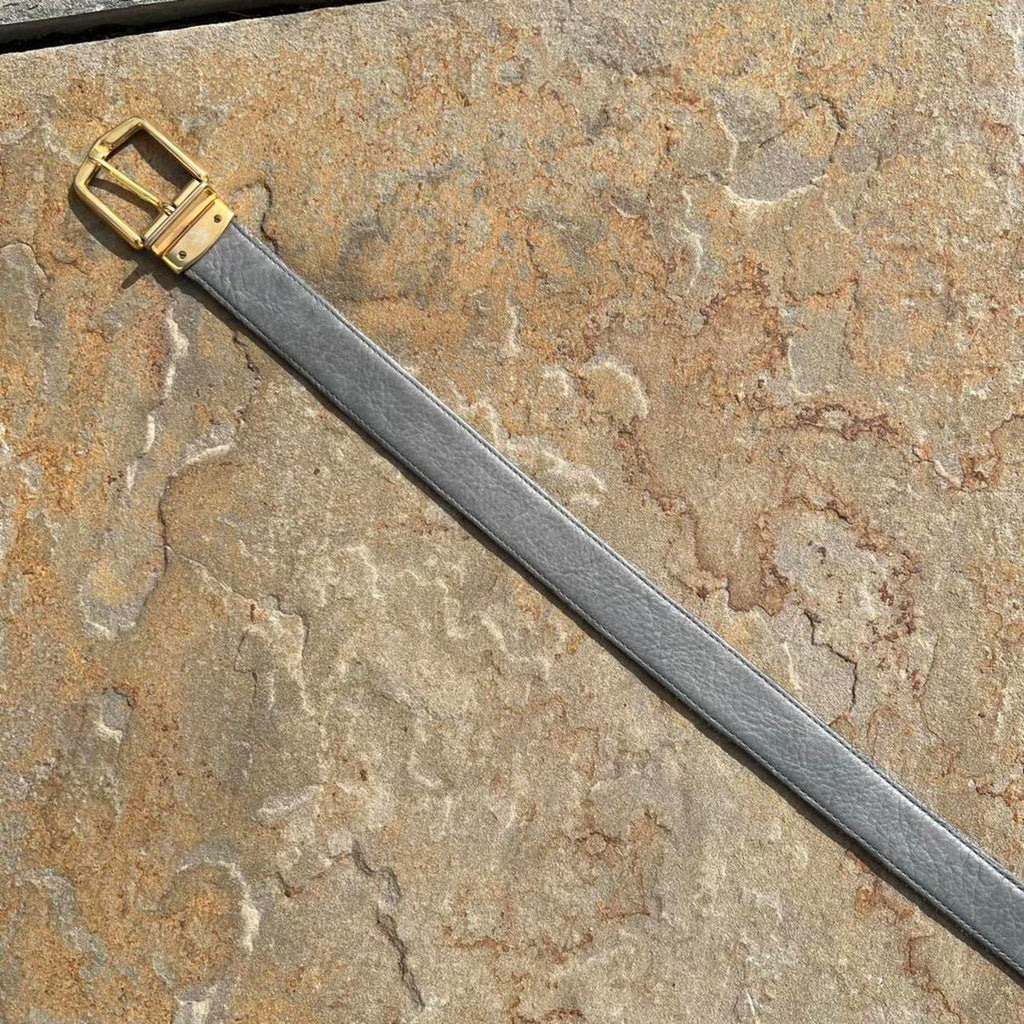 Vintage 90s Reversible Black/Grey Leather Belt
