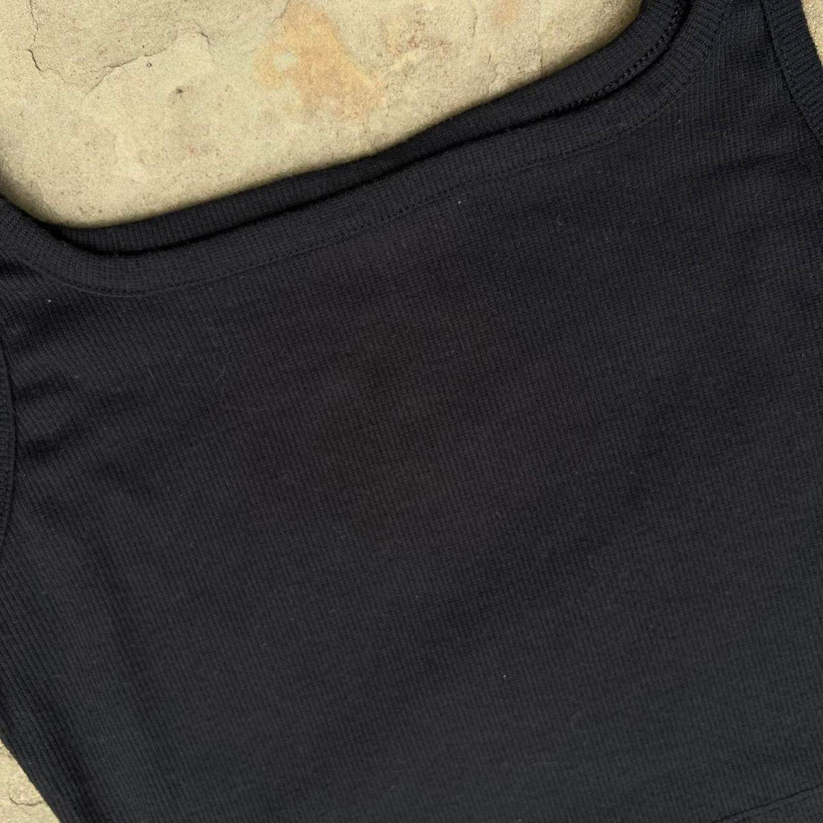 Black Knit Cropped Tank Top