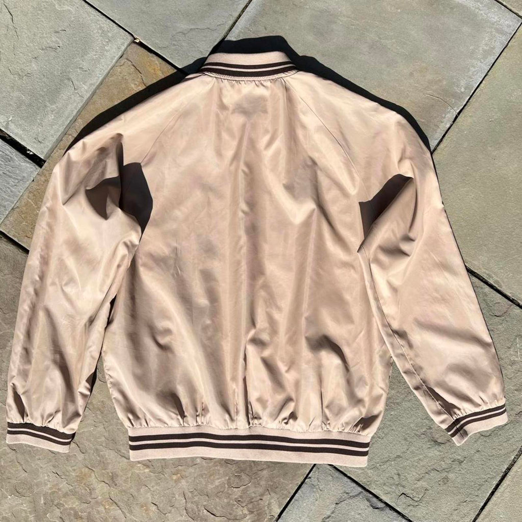 Neo-Vintage 90s Lightweight Tan Bomber Windbreaker Jacket