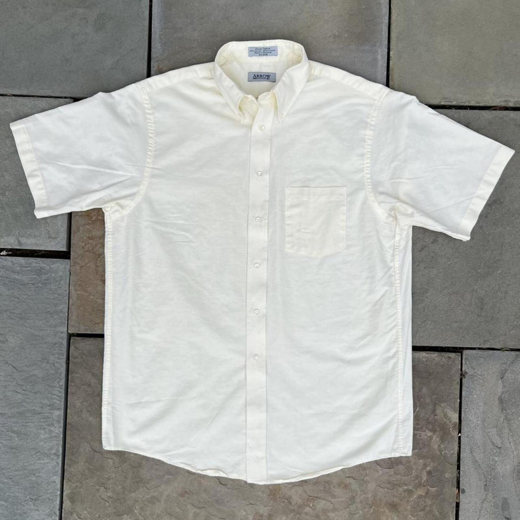 Vintage 90s Pale Yellow Oxford Short Sleeve Button Down