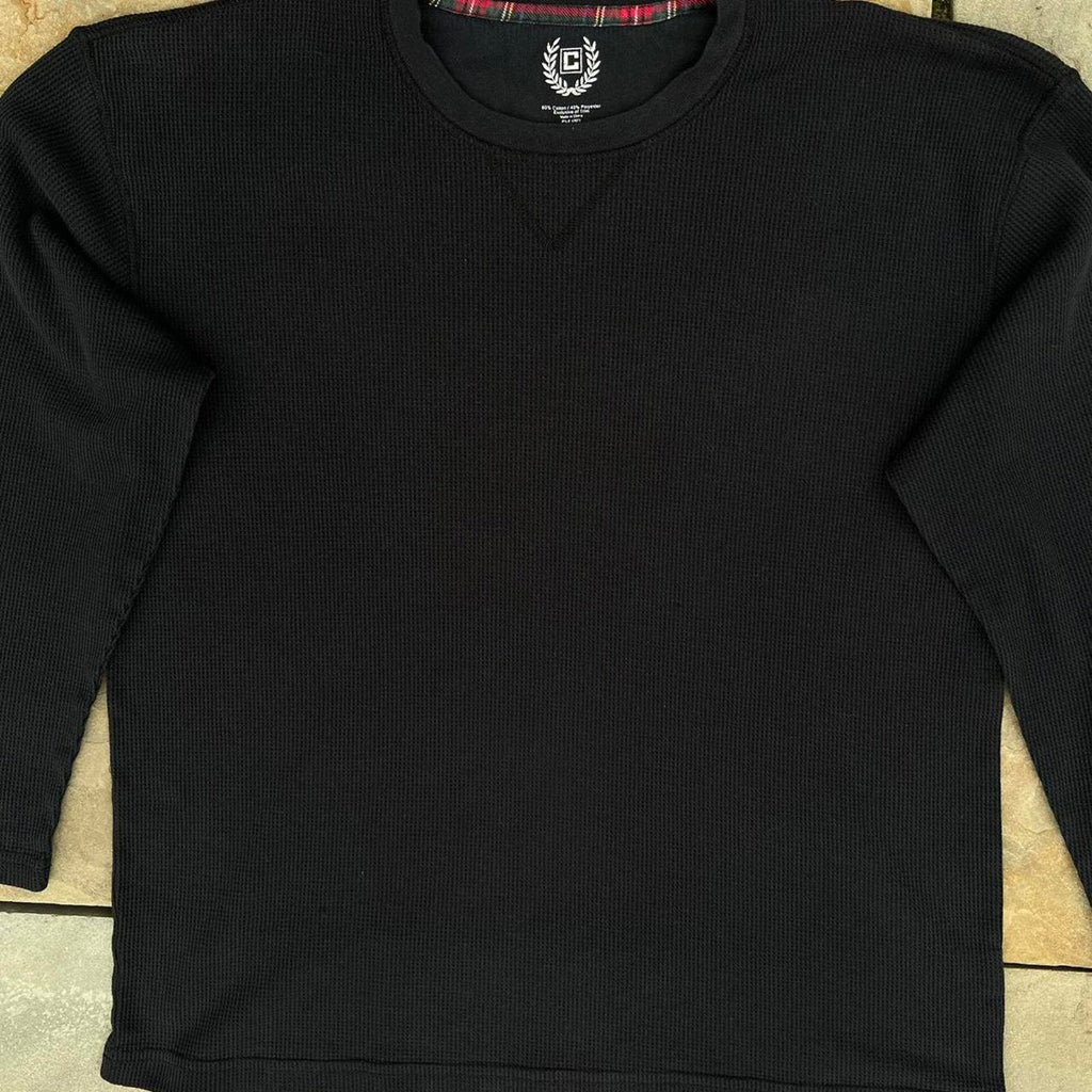 Y2K Chaps Black Waffle Knit Thermal