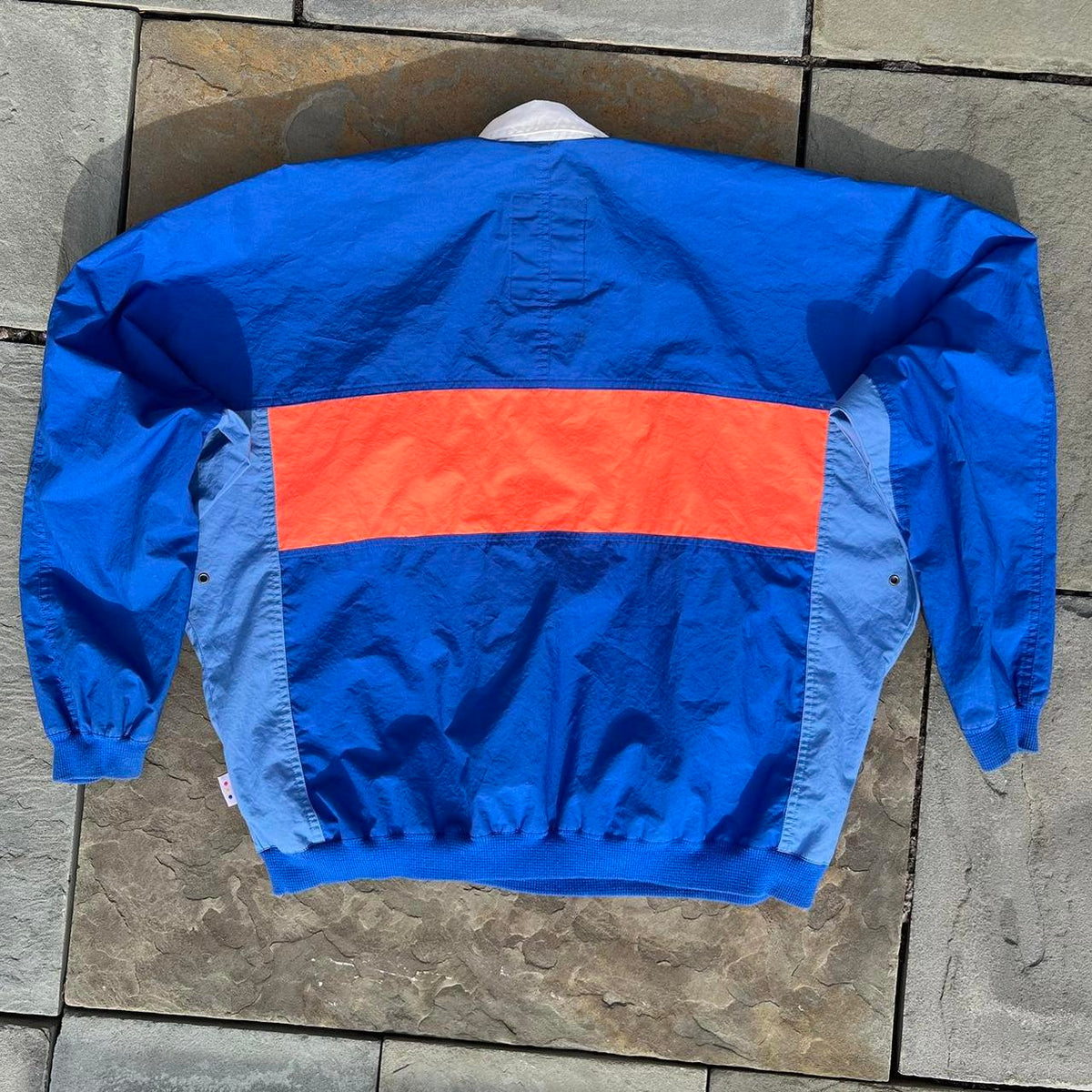 Vintage 90s Blue + Orange Pullover Colorblock Windbreaker