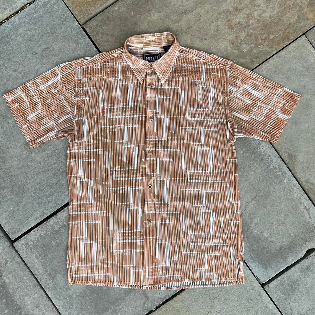 Neo-Vintage 90s Mesh Pattern Relaxed Fit Club Shirt