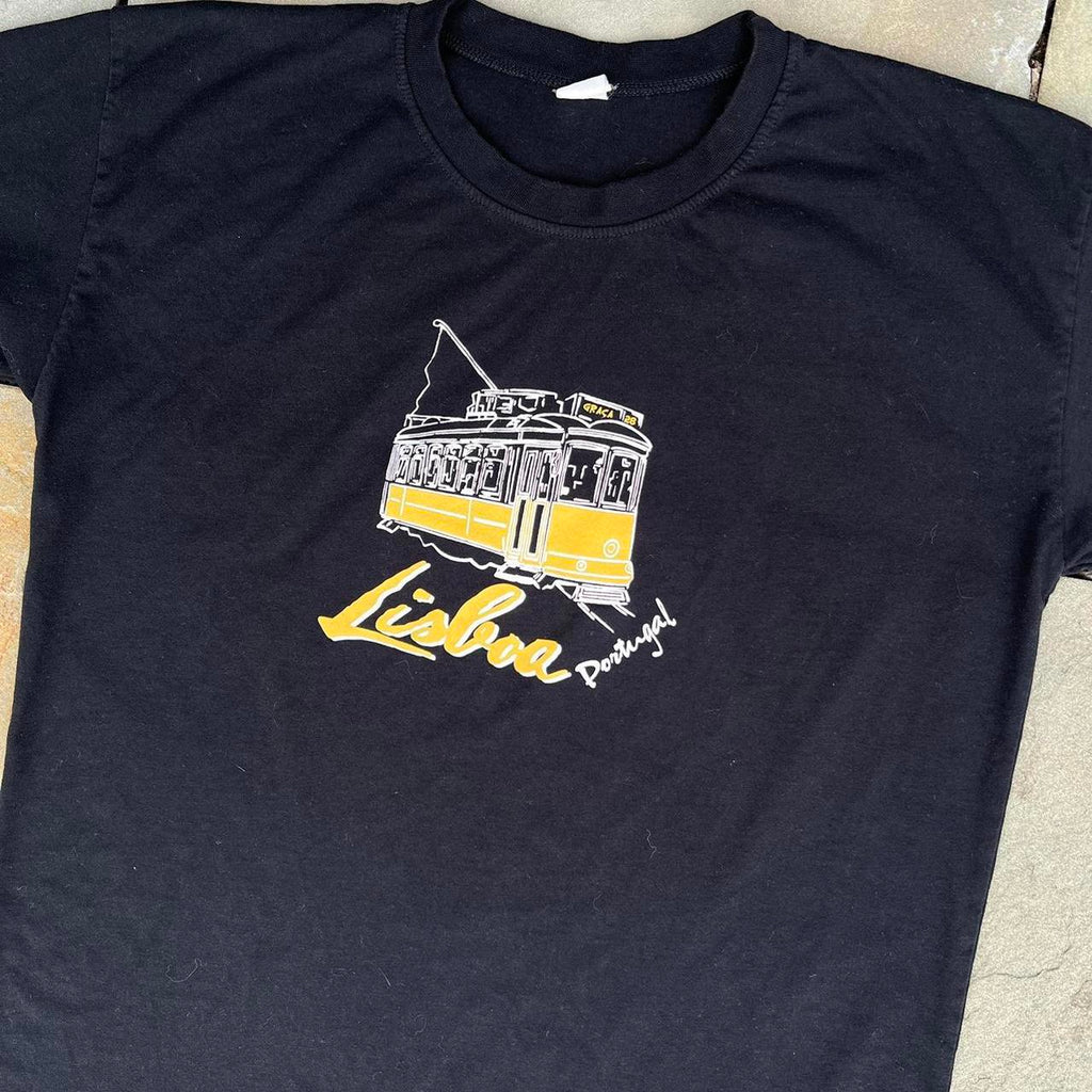 Neo-Vintage Y2K Lisbon Portugal Trolley Tram Graphic T-shirt