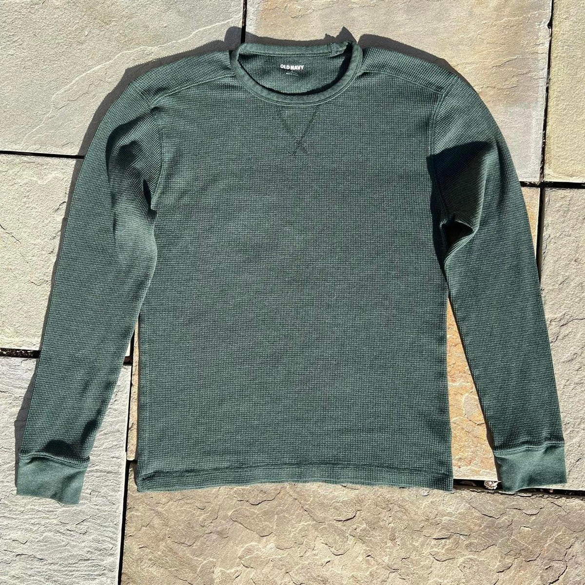 Dark Green Heather Waffle Knit Thermal