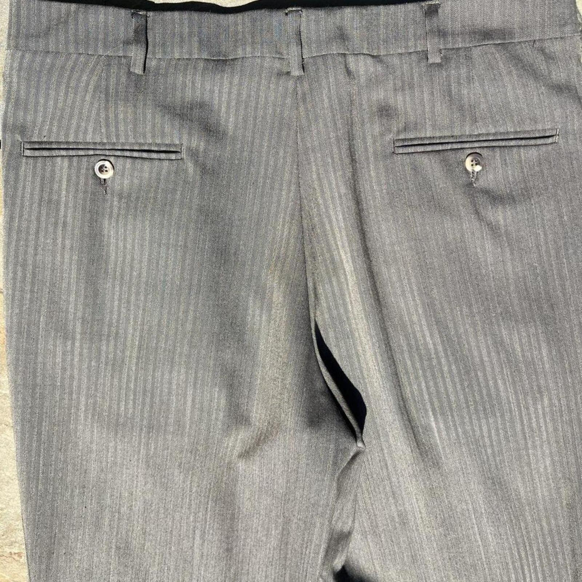 Neo-Vintage Y2K Grey Tan Herringbone Knit Pleated Pants