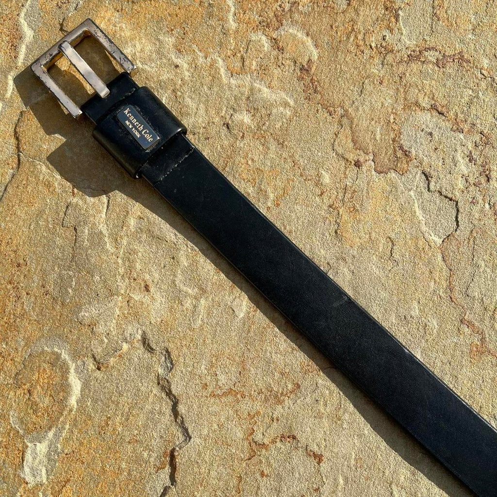 Y2K Designer Black Italian Leather Belt