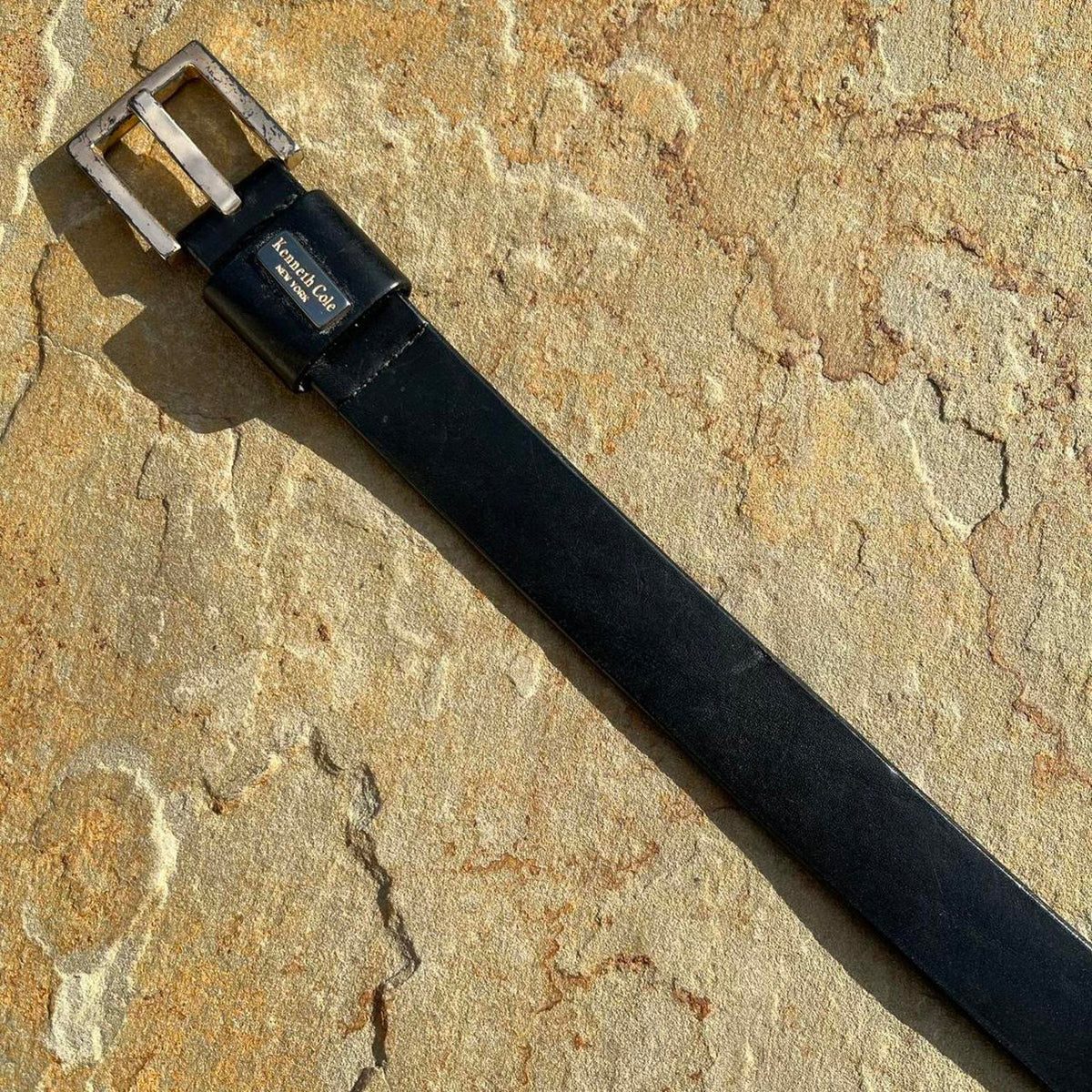 Y2K Designer Black Italian Leather Belt