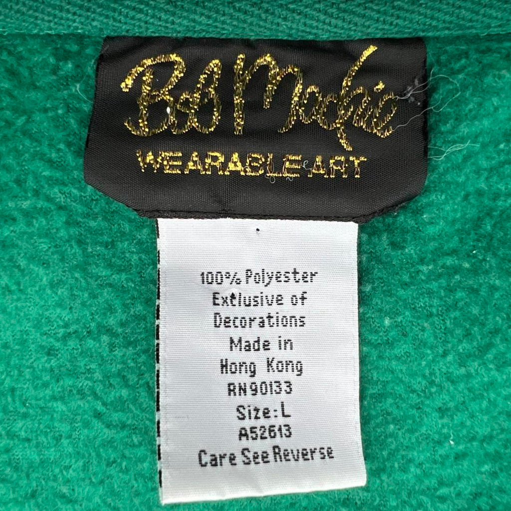 Vintage 80s Green Fleece Embroidered Zip Jacket
