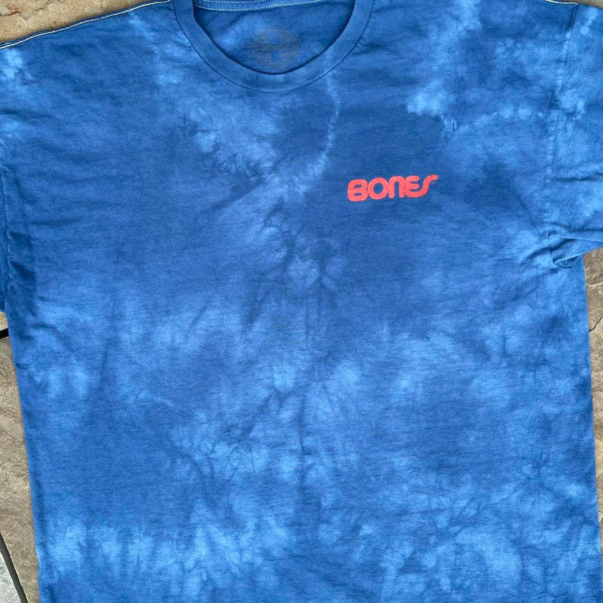 Distressed Blue Tie Dye Bones Swiss Bearings Skate Tee