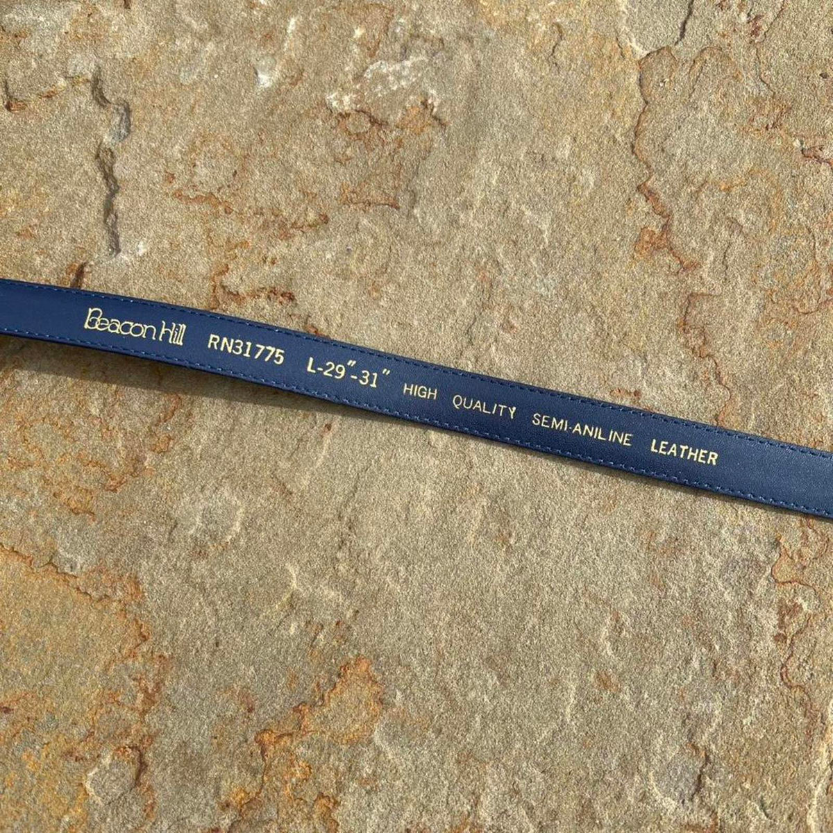 Deadstock NWT Vintage 90s Blue Leather Thin Square Tip Belt