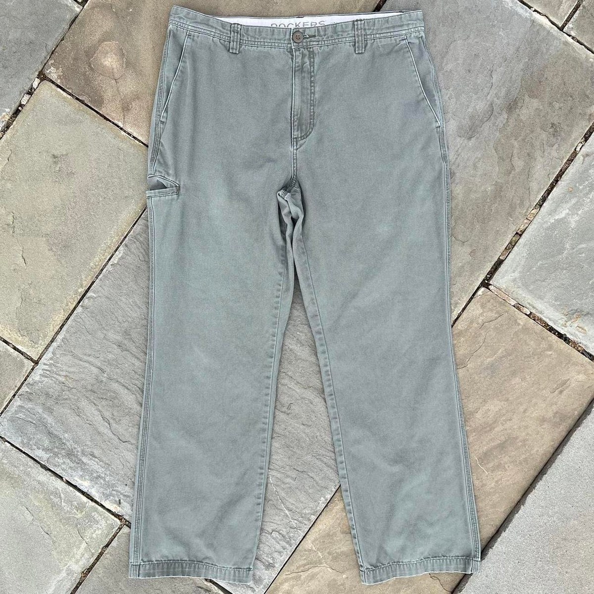 Y2K Pale Olive Green Canvas Utility Work Pants