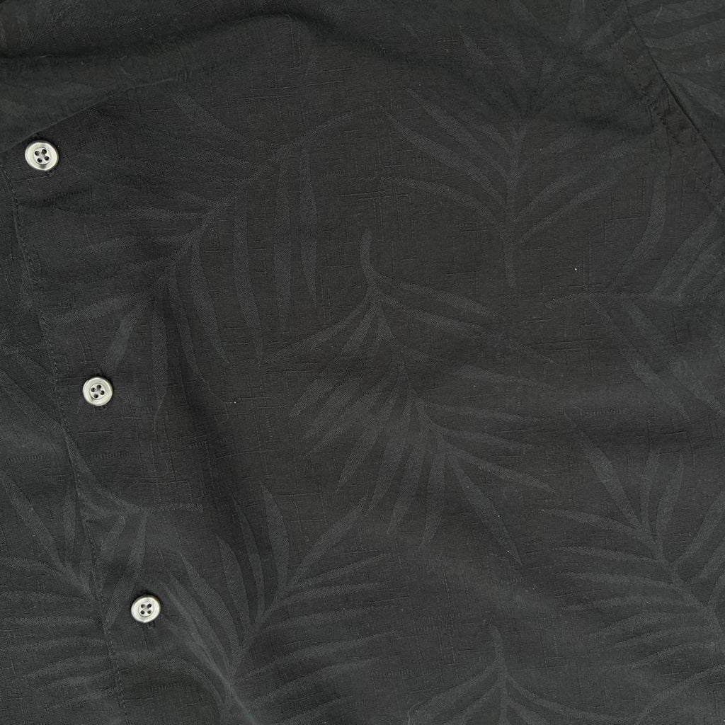 Y2K Black Silk Tonal Palm Pattern Shirt