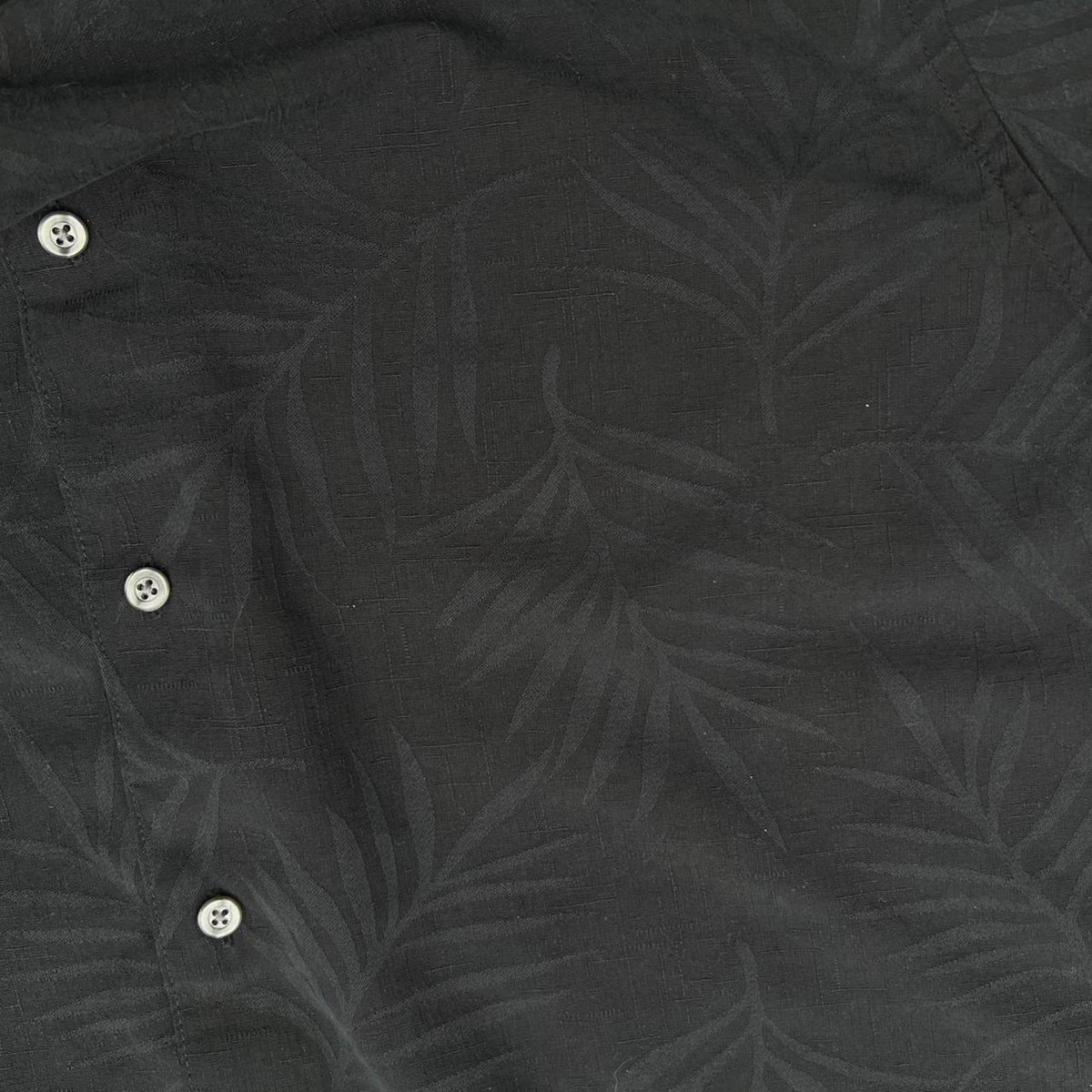 Y2K Black Silk Tonal Palm Pattern Shirt