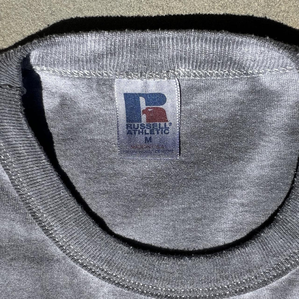 Vintage 90s Russel Black Grey Overdye Tee Made in USA