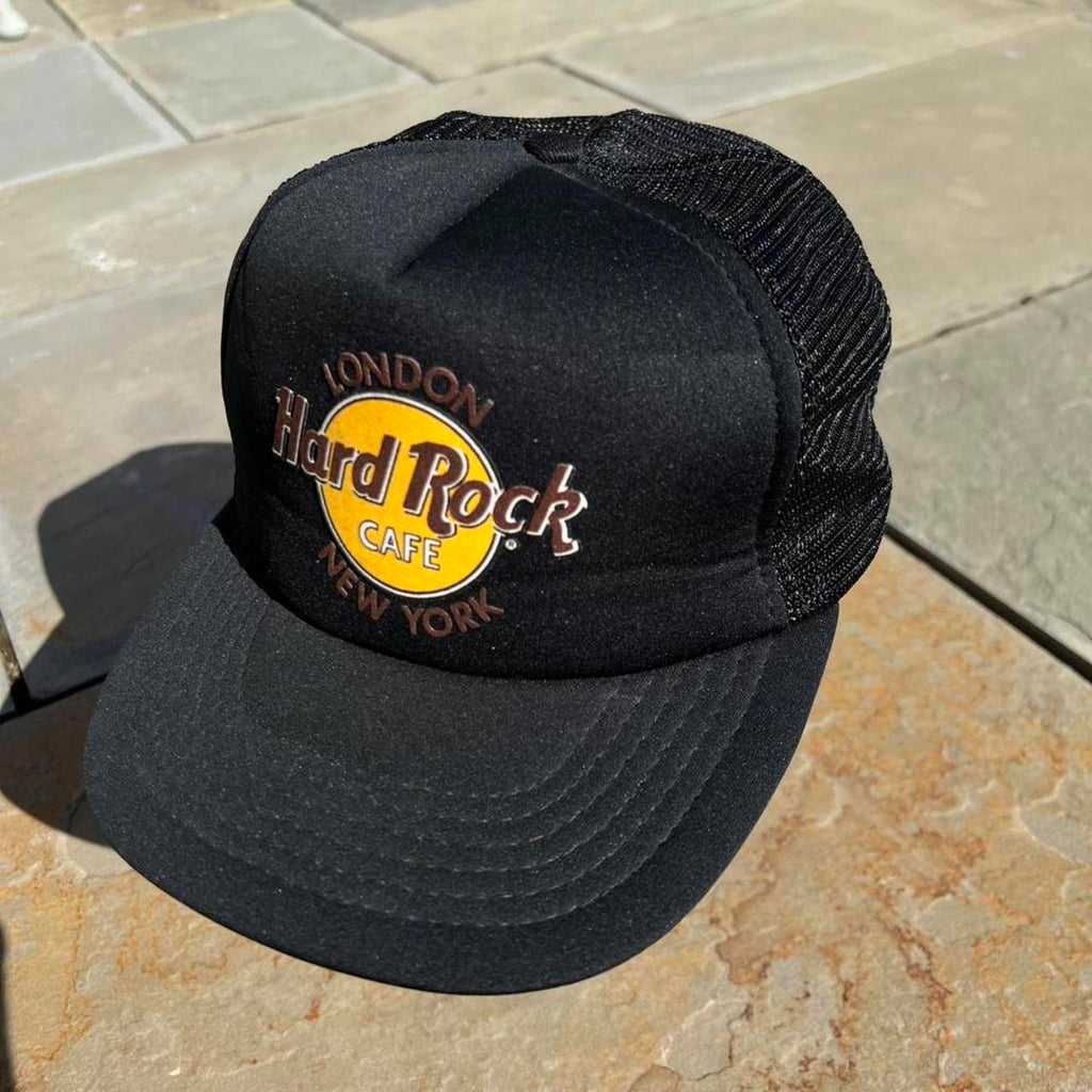 Vintage 90s Hard Rock Cafe Black Mesh Trucker Snapback Hat