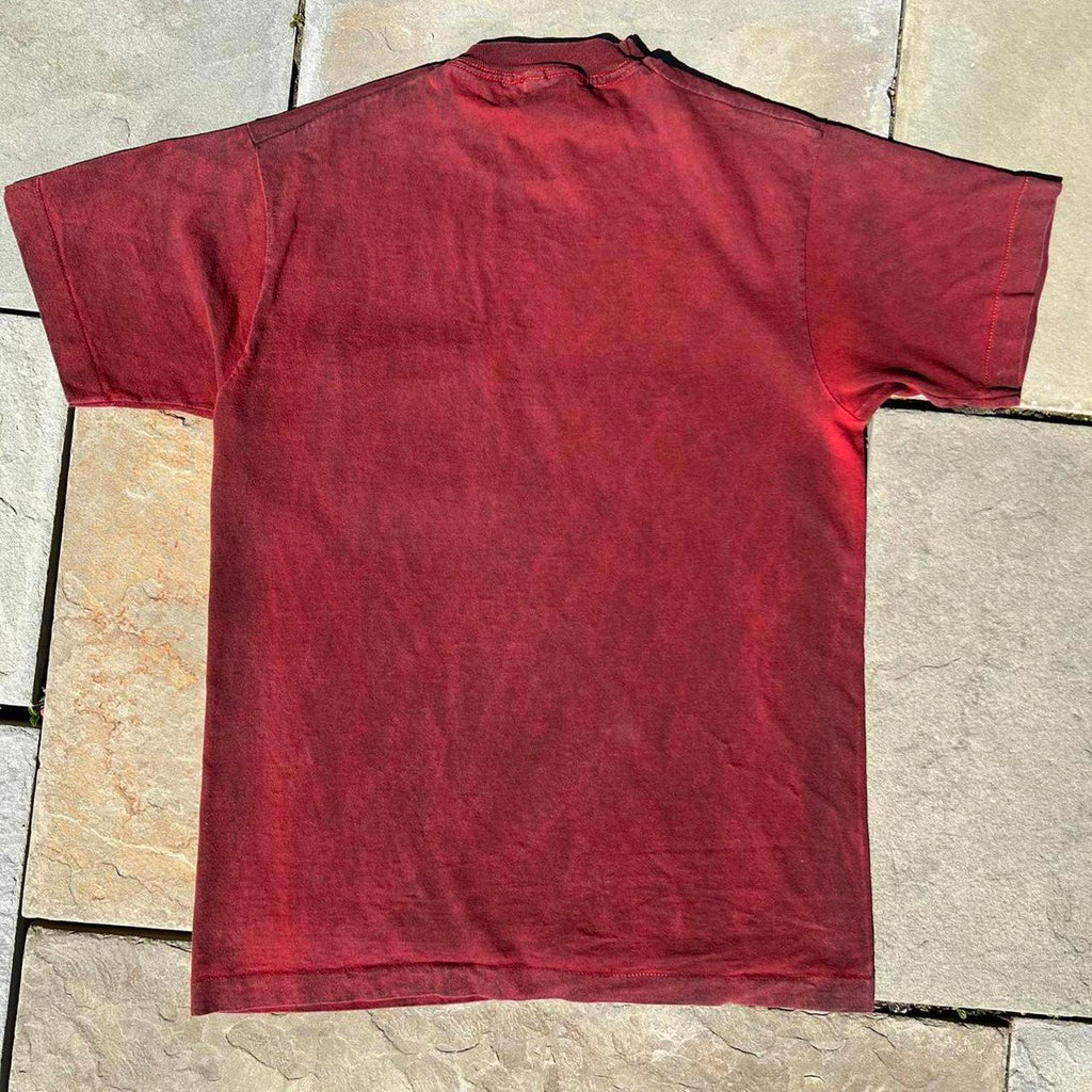 Overdyed Vintage Black Red Single Stitch Pocket T-shirt