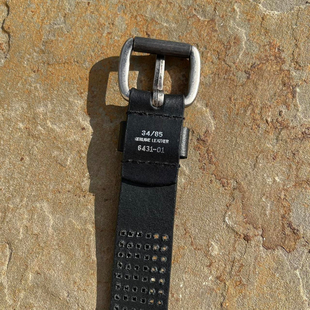 Minimalist Grunge Black Leather Mesh Belt