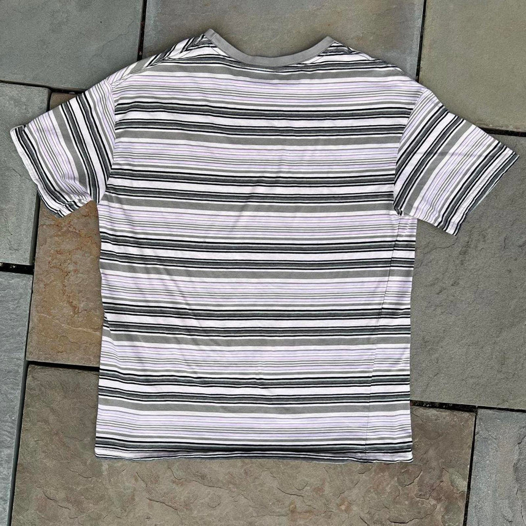 Y2K Olive Cream Pink Black Varied Striped T-shirt